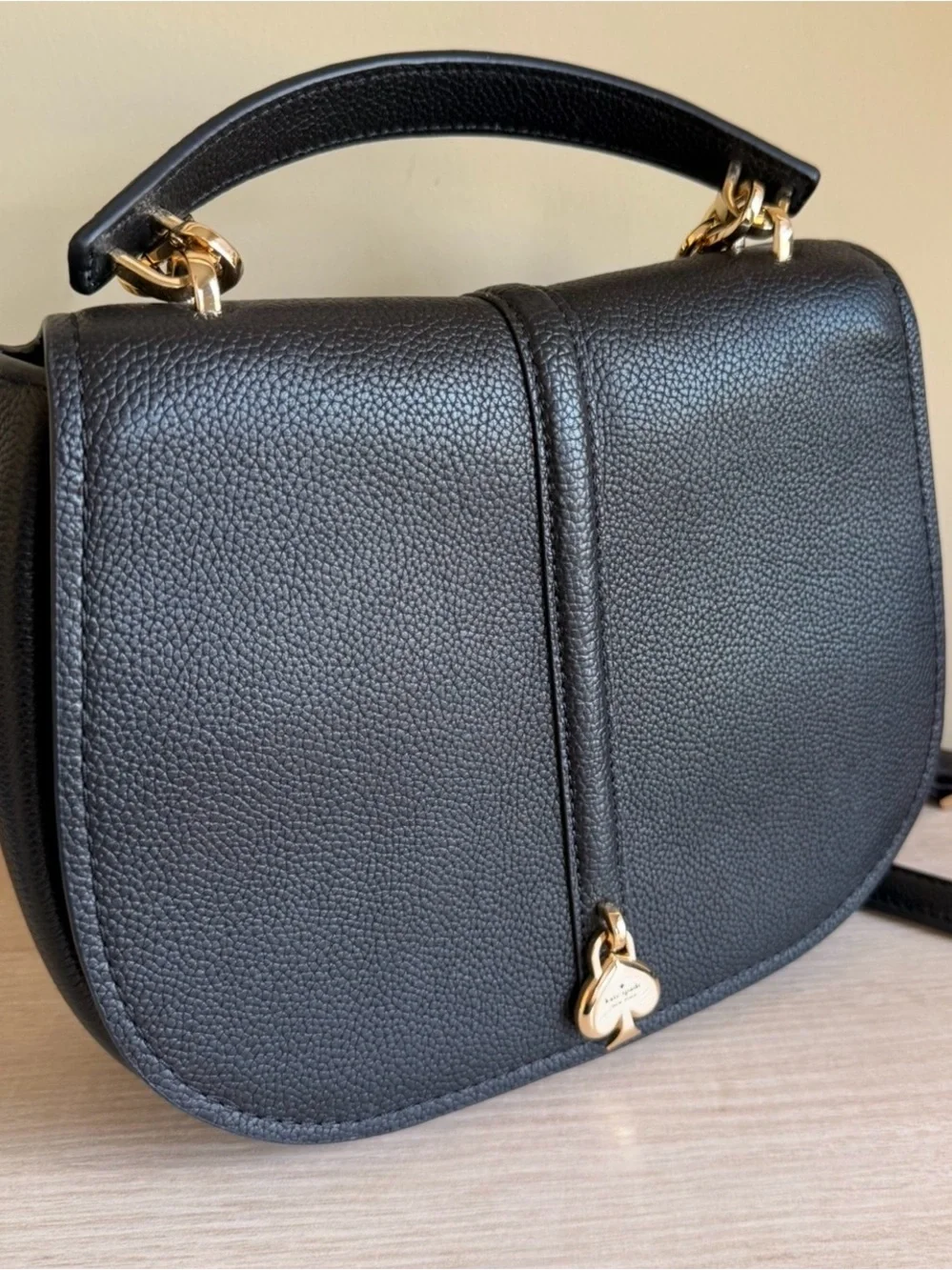Kate Spade Kayla Pebbled Leather Saddle Bag Black